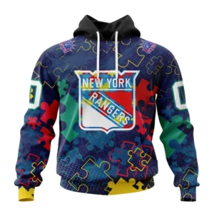 Hoodie NHL New York Rangers, Specialized Fearless Aganst Autism QTNHL080524A2624HD