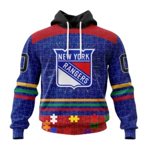 Hoodie NHL New York Rangers, Specialized Fearless Aganst Autism V0122 QTNHL080524A2518HD