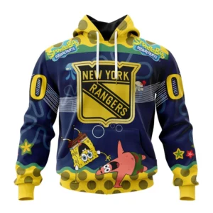 Hoodie NHL New York Rangers, Specialized Jersey With Spongebob QTNHL080524A3321HD