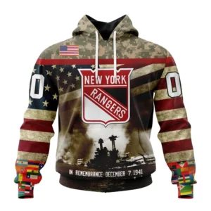 Hoodie NHL New York Rangers, Specialized Unisex Kits Remember Pearl Harbor QTNHL080524A332HD