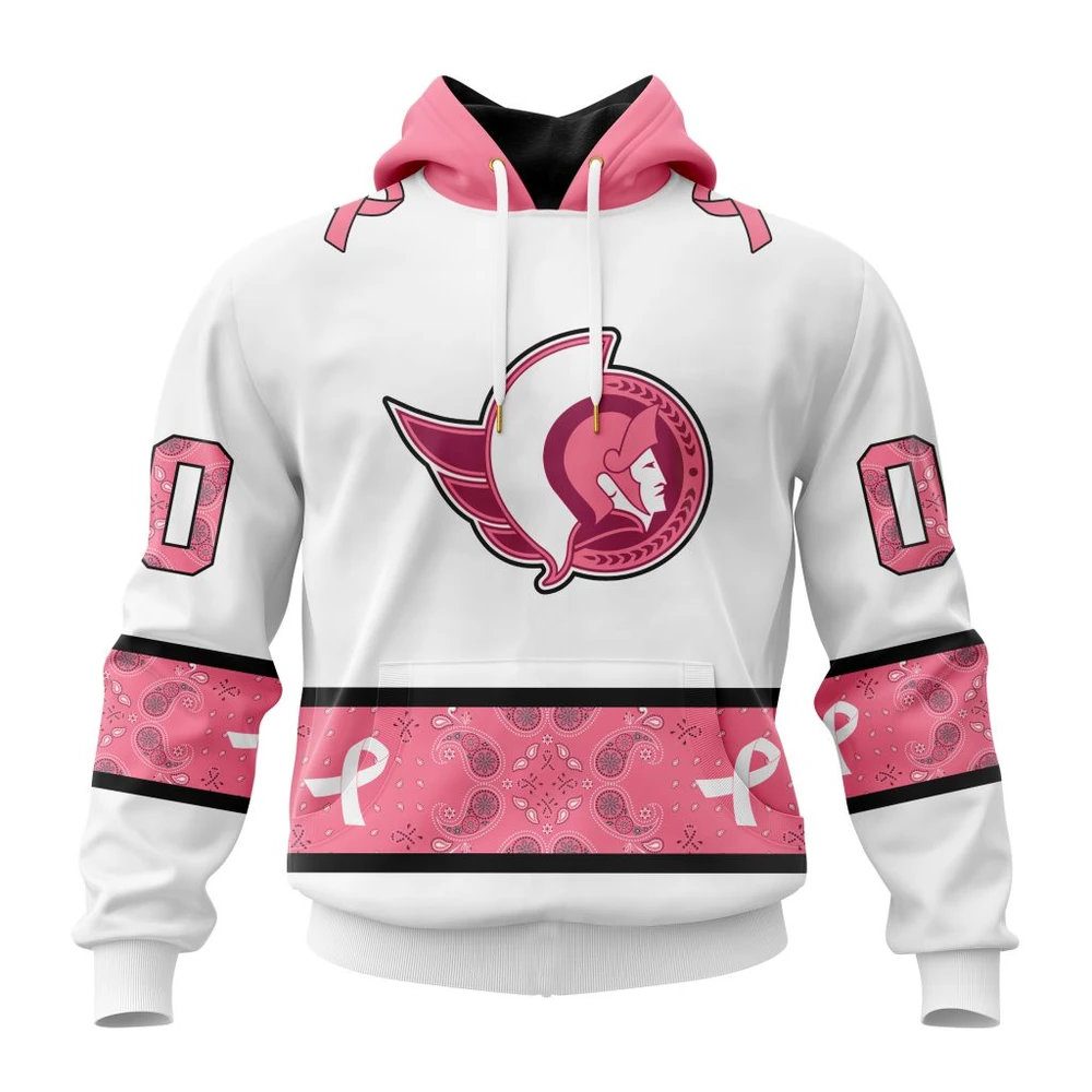 Hoodie NHL Ottawa Senators In Classic Style With Paisley! In October We Wear Pink Breast Cancer QTNHL080524A1667HD