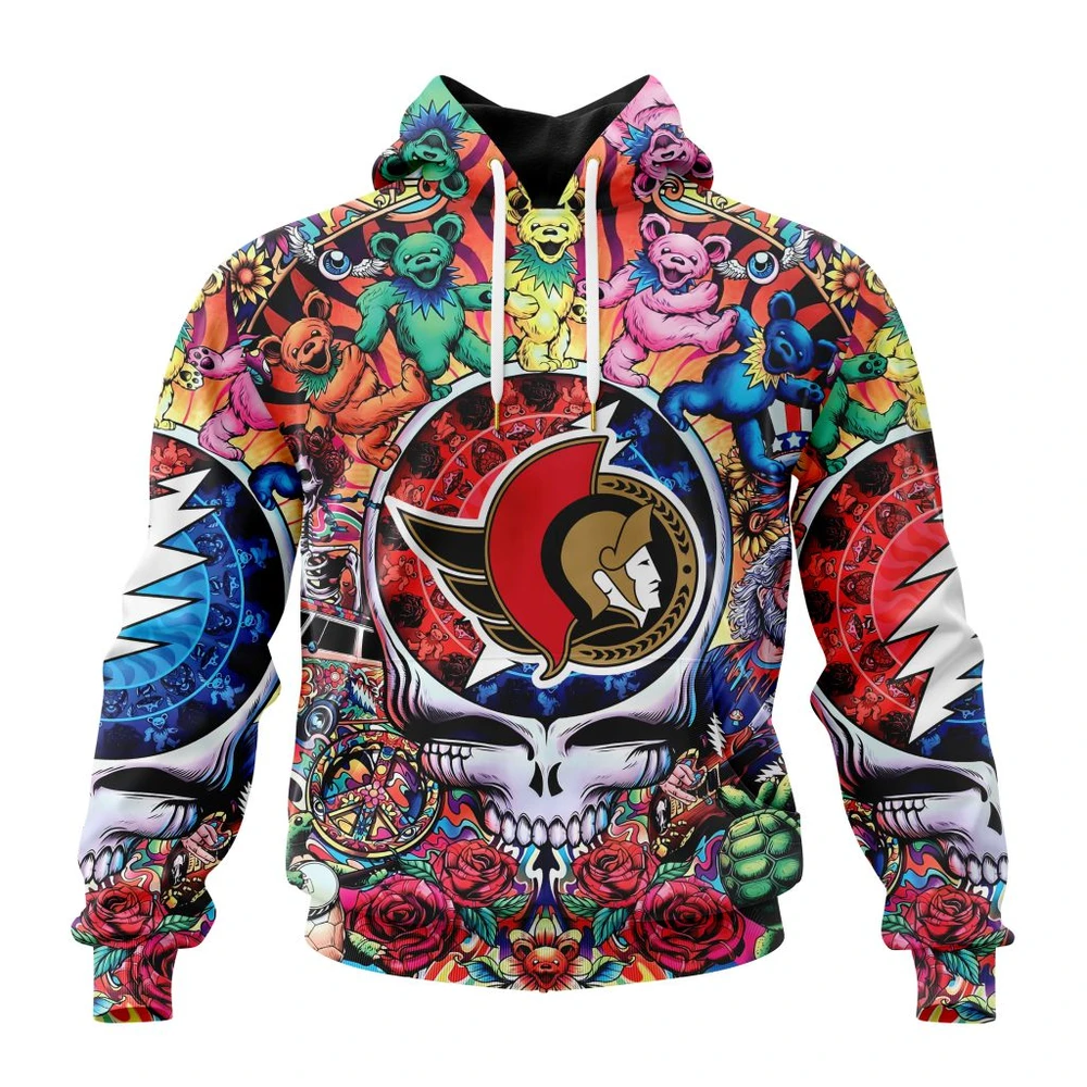 Hoodie NHL Ottawa Senators Special Grateful Dead Design St2304 QTNHL080524A1887HD
