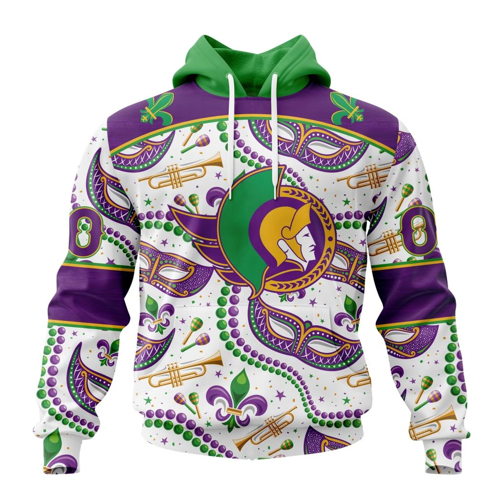 Hoodie NHL Ottawa Senators Special Mardi Gras Design St2401 QTNHL080524A734HD