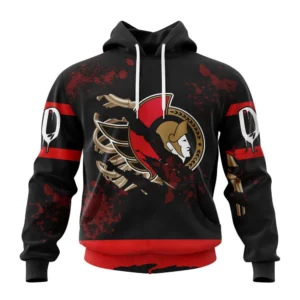 Hoodie NHL Ottawa Senators, Specialized Design Jersey With Your Ribs For Halloween QTNHL080524A3501HD