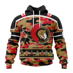 Hoodie NHL Ottawa Senators, Specialized Design Wih Camo Team Color And Military Force Logo QTNHL080524A3530HD