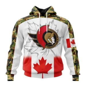 Hoodie NHL Ottawa Senators, Specialized Design With Our Canada Flag QTNHL080524A3432HD