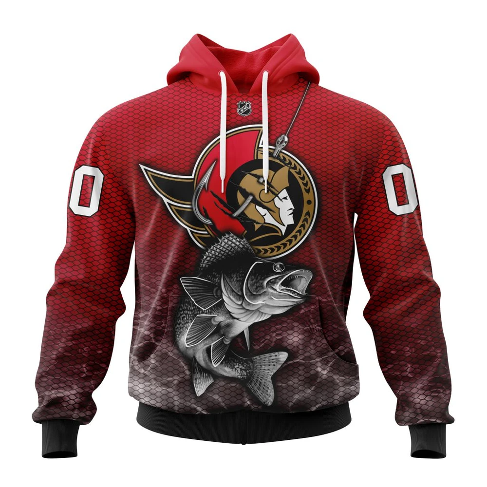 Hoodie NHL Ottawa Senators, Specialized Fishing Style St2201 QTNHL080524A3991HD