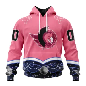 Hoodie NHL Ottawa Senators, Specialized Unisex For Hockey Fights Cancer QTNHL080524A2821HD