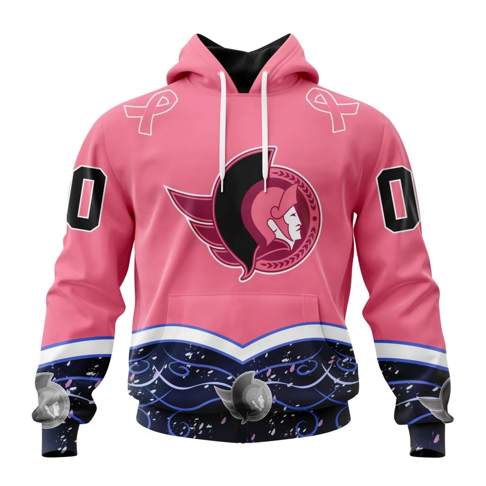 Hoodie NHL Ottawa Senators, Specialized Unisex For Hockey Fights Cancer QTNHL080524A2821HD