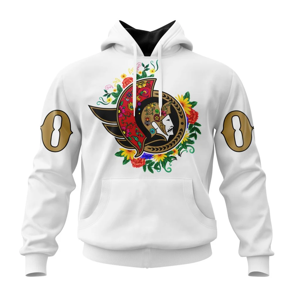 Hoodie NHL Ottawa Senators, Specialized Unisex Kits Dia De Muertos QTNHL080524A2854HD