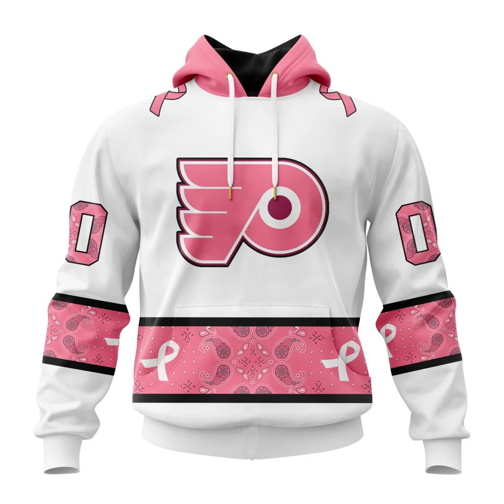 Hoodie NHL Philadelphia Flyers In Classic Style With Paisley! In October We Wear Pink Breast Cancer QTNHL080524A1666HD