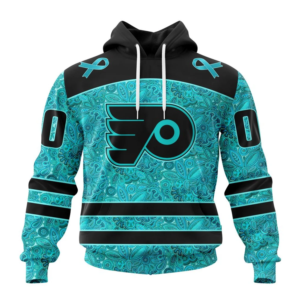 Hoodie NHL Philadelphia Flyers Special Design Fight Ovarian Cancer St2201 QTNHL080524A2413HD