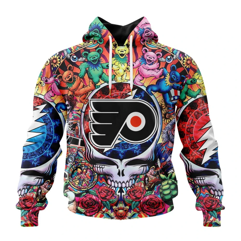 Hoodie NHL Philadelphia Flyers Special Grateful Dead Design St2304 QTNHL080524A1886HD