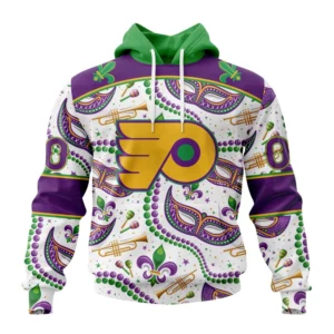 Hoodie NHL Philadelphia Flyers Special Mardi Gras Design St2401 QTNHL080524A733HD