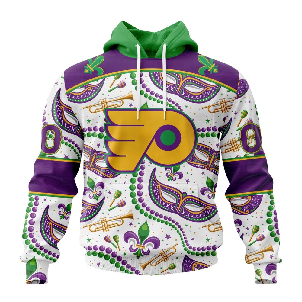 Hoodie NHL Philadelphia Flyers Special Mardi Gras Design St2401 QTNHL080524A733HD