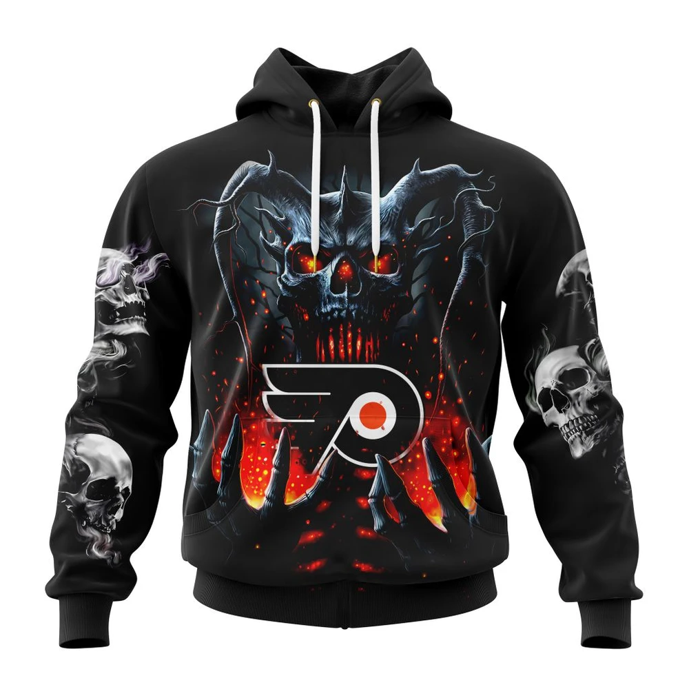 Hoodie NHL Philadelphia Flyers Special Skull Art Design St2301 QTNHL080524A1209HD