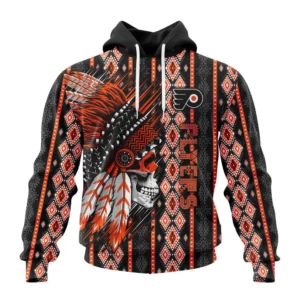 Hoodie NHL Philadelphia Flyers Special Skull Native Design St2301 QTNHL080524A2107HD