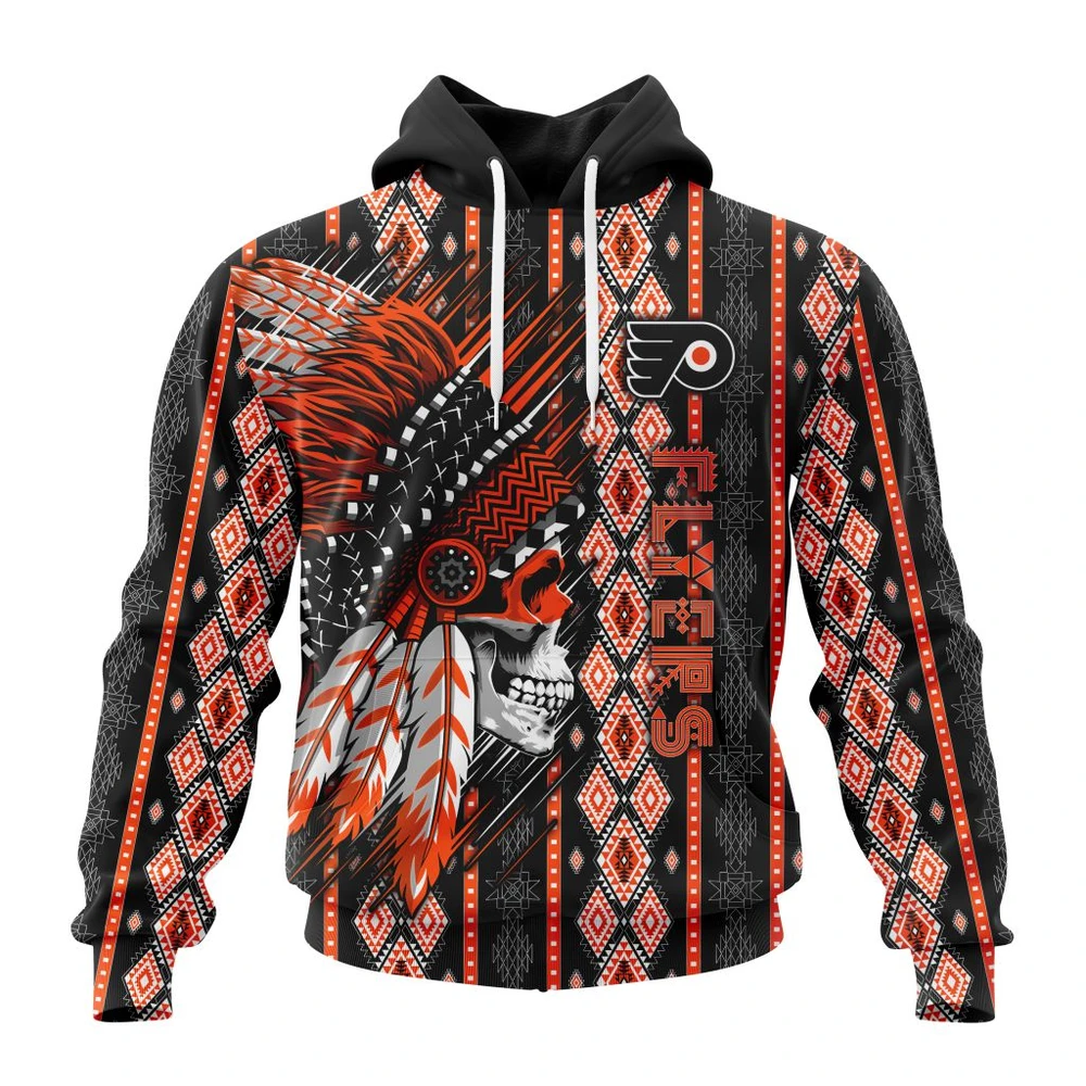 Hoodie NHL Philadelphia Flyers Special Skull Native Design St2301 QTNHL080524A2107HD