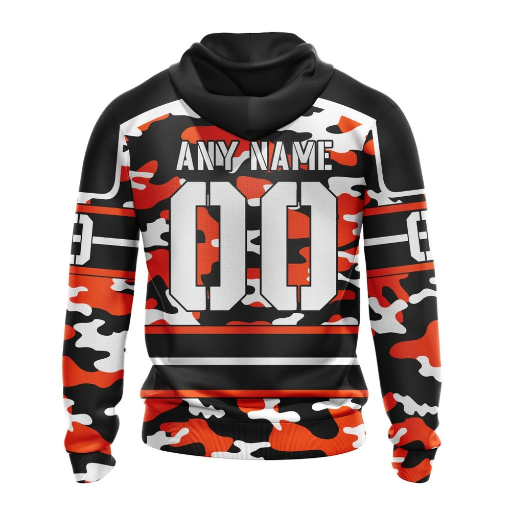 Hoodie NHL Philadelphia Flyers, Specialized Design Wih Camo Team Color And Military Force Logo QTNHL080524A3529HD - Image 2