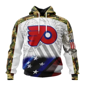 Hoodie NHL Philadelphia Flyers, Specialized Design With Our America Flag And Our America Eagle QTNHL080524A3442HD