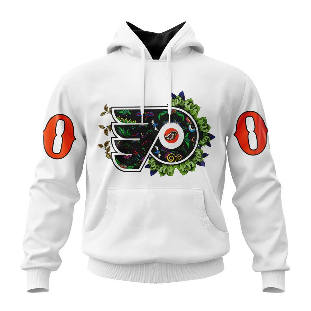 Hoodie NHL Philadelphia Flyers, Specialized Unisex Kits Dia De Muertos QTNHL080524A2853HD
