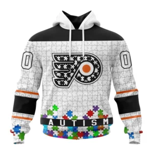 Hoodie NHL Philadelphia Flyers, Specialized Unisex Kits Hockey Fights Against Autism QTNHL080524A2653HD
