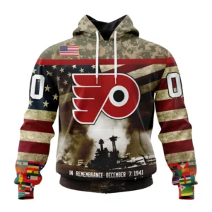 Hoodie NHL Philadelphia Flyers, Specialized Unisex Kits Remember Pearl Harbor QTNHL080524A2980HD