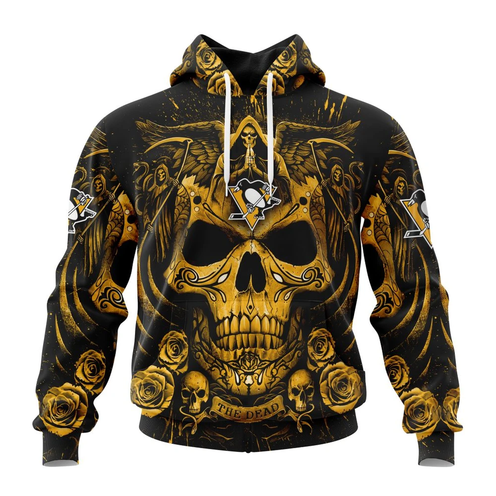 Hoodie NHL Pittsburgh Penguins Special Design With Skull Art St2203 QTNHL080524A3121HD