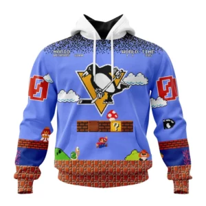 Hoodie NHL Pittsburgh Penguins Special Kits With Super Mario Game Design QTNHL080524A2442HD