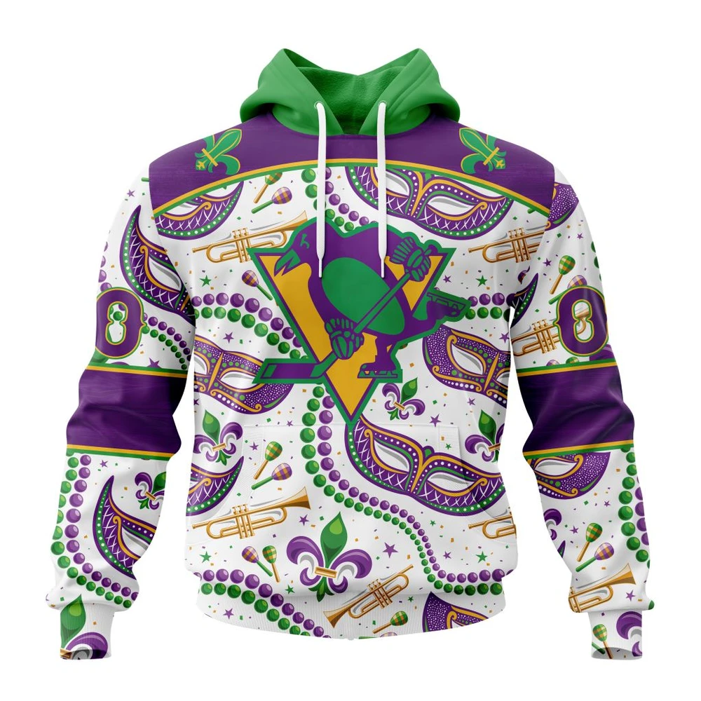 Hoodie NHL Pittsburgh Penguins Special Mardi Gras Design St2401 QTNHL080524A732HD