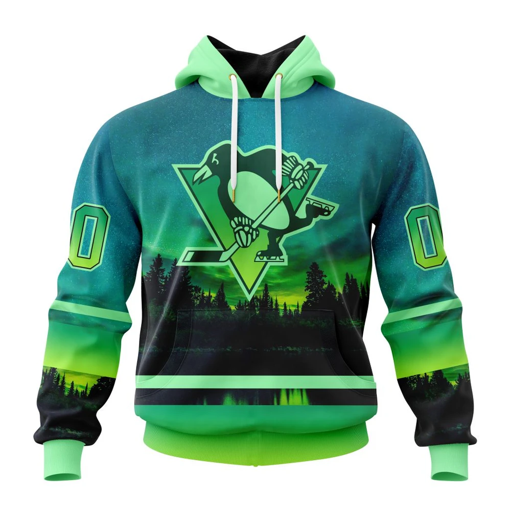 Hoodie NHL Pittsburgh Penguins Special Northern Lights Design St2302 QTNHL080524A1372HD