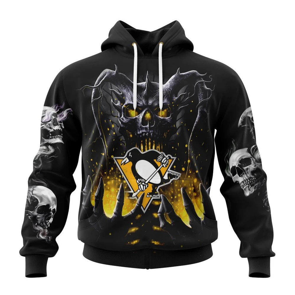 Hoodie NHL Pittsburgh Penguins Special Skull Art Design St2301 QTNHL080524A1208HD