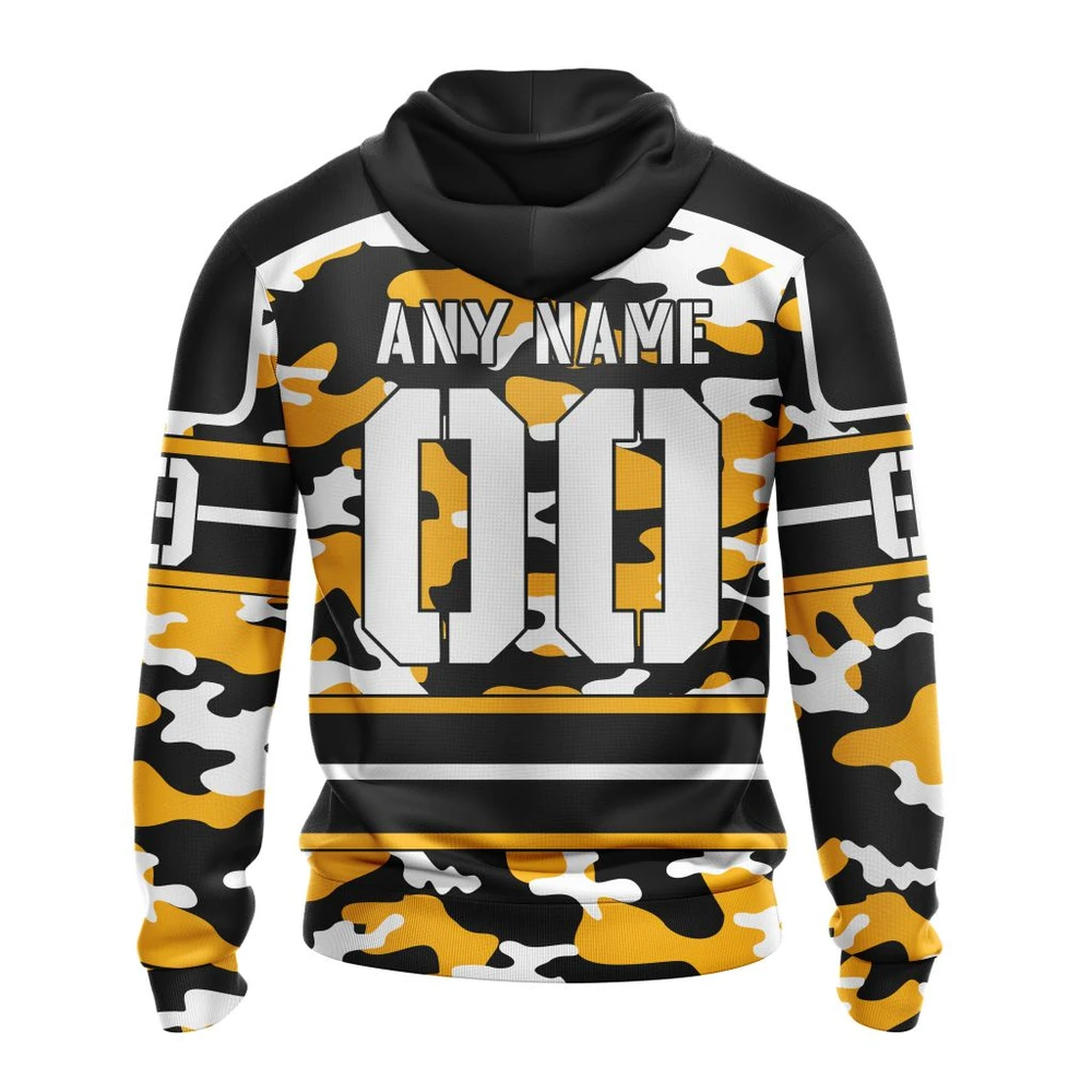 Hoodie NHL Pittsburgh Penguins, Specialized Design Wih Camo Team Color And Military Force Logo QTNHL080524A3528HD - Image 2