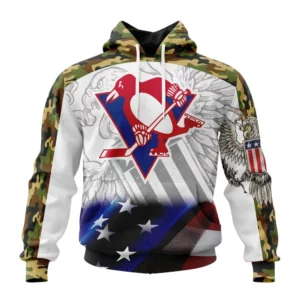 Hoodie NHL Pittsburgh Penguins, Specialized Design With Our America Flag And Our America Eagle QTNHL080524A3441HD