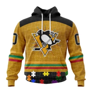 Hoodie NHL Pittsburgh Penguins, Specialized Fearless Aganst Autism V0122 QTNHL080524A2515HD