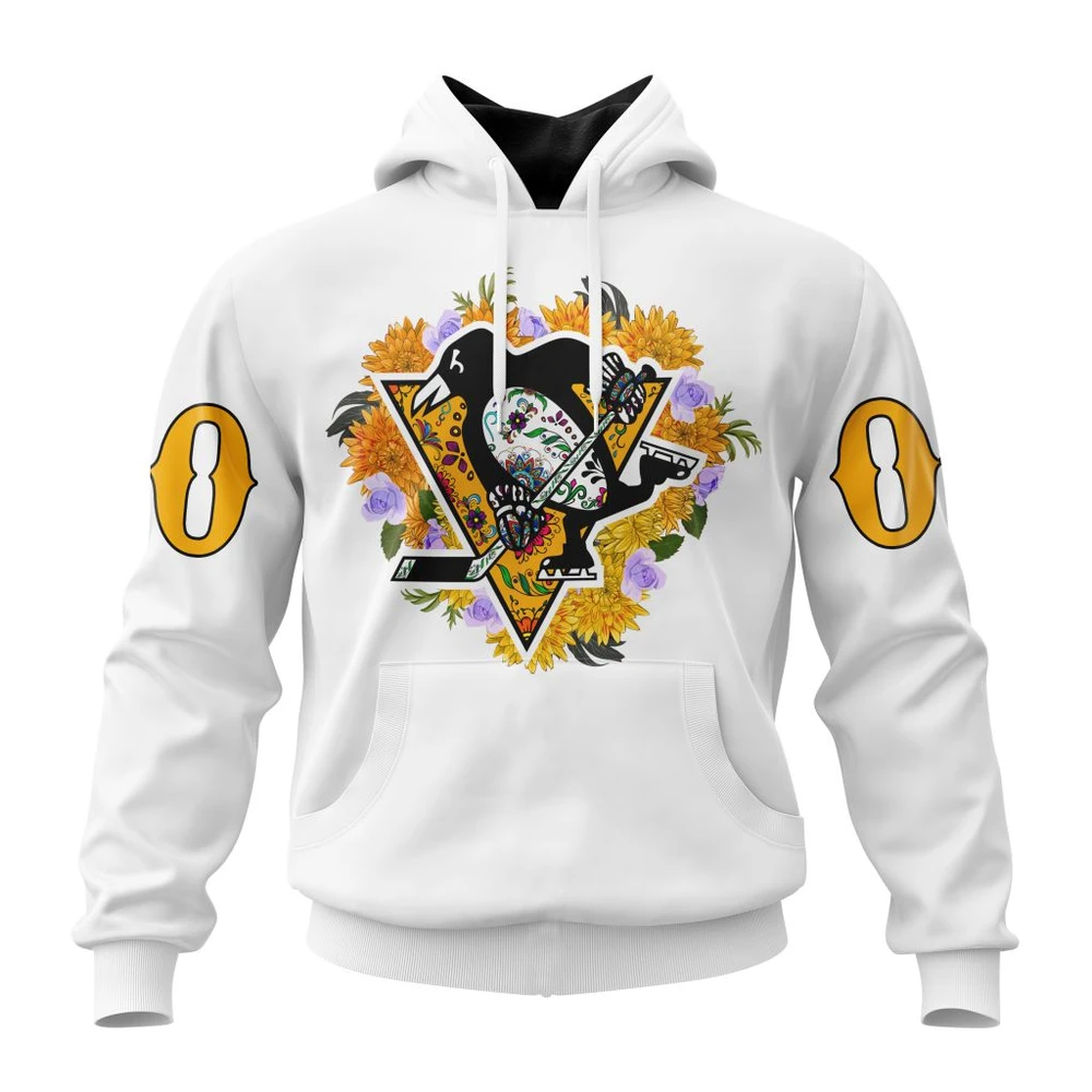 Hoodie NHL Pittsburgh Penguins, Specialized Unisex Kits Dia De Muertos QTNHL080524A2852HD
