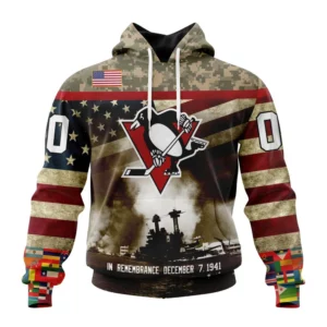 Hoodie NHL Pittsburgh Penguins, Specialized Unisex Kits Remember Pearl Harbor QTNHL080524A2979HD