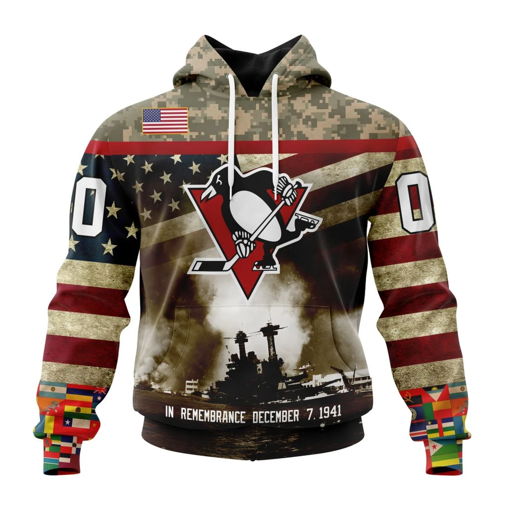 Hoodie NHL Pittsburgh Penguins, Specialized Unisex Kits Remember Pearl Harbor QTNHL080524A2979HD