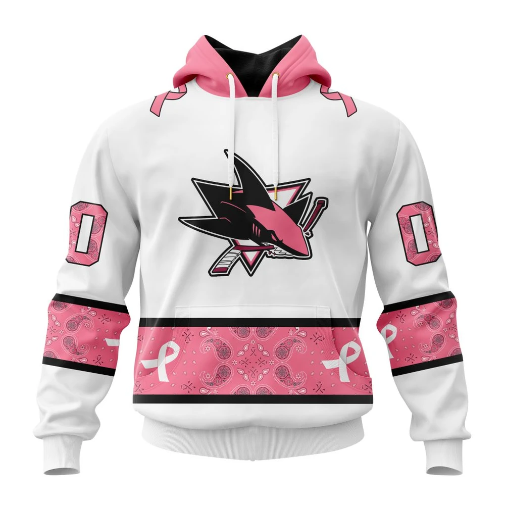 Hoodie NHL San Jose Sharks In Classic Style With Paisley! In October We Wear Pink Breast Cancer QTNHL080524A1664HD