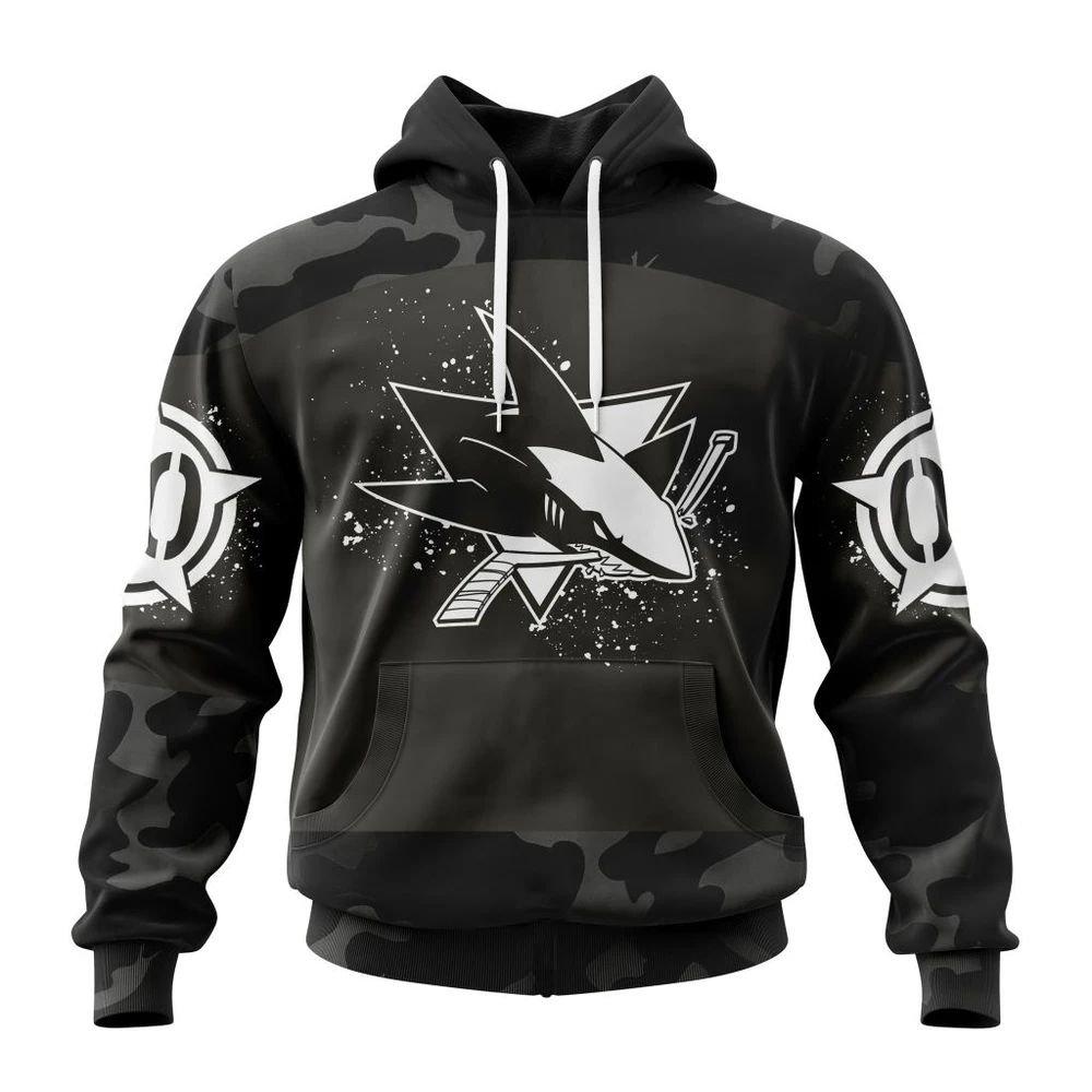 Hoodie NHL San Jose Sharks Special Black Camo Design For Veterans Day St2304 QTNHL080524A1604HD