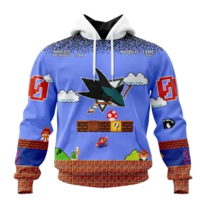 Hoodie NHL San Jose Sharks Special Kits With Super Mario Game Design QTNHL080524A284HD