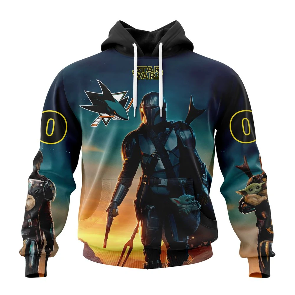Hoodie NHL San Jose Sharks Special Star Wars The Mandalorian Design St2401 QTNHL080524A696HD