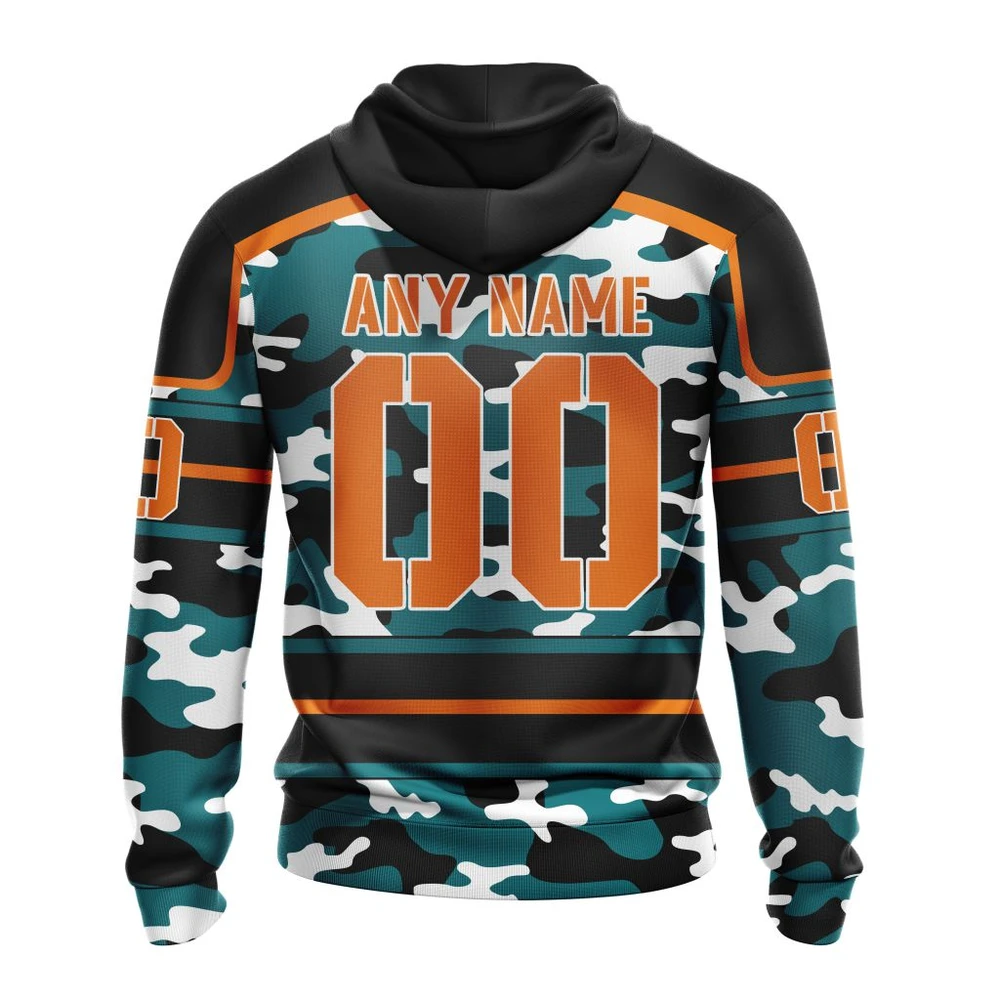 Hoodie NHL San Jose Sharks, Specialized Design Wih Camo Team Color And Military Force Logo QTNHL080524A3527HD - Image 2
