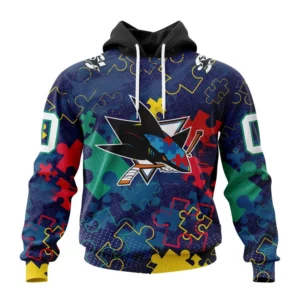 Hoodie NHL San Jose Sharks, Specialized Fearless Aganst Autism QTNHL080524A294HD