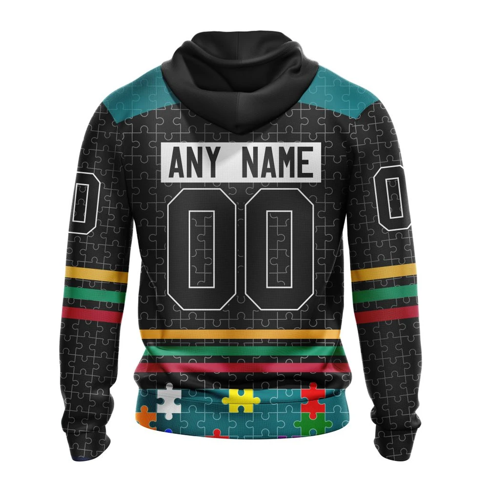 Hoodie NHL San Jose Sharks, Specialized Fearless Aganst Autism V0122 QTNHL080524A2514HD - Image 2