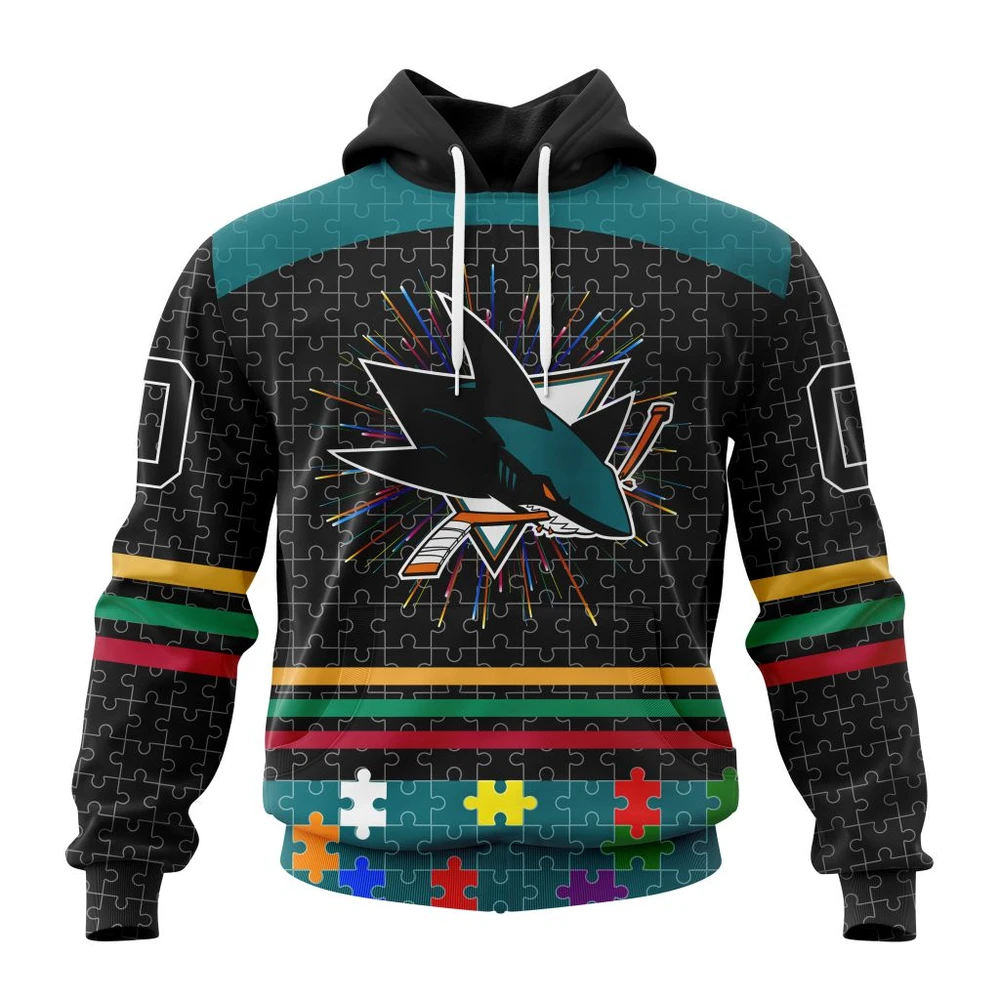 Hoodie NHL San Jose Sharks, Specialized Fearless Aganst Autism V0122 QTNHL080524A2514HD
