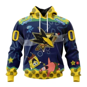 Hoodie NHL San Jose Sharks, Specialized Jersey With Spongebob QTNHL080524A3317HD