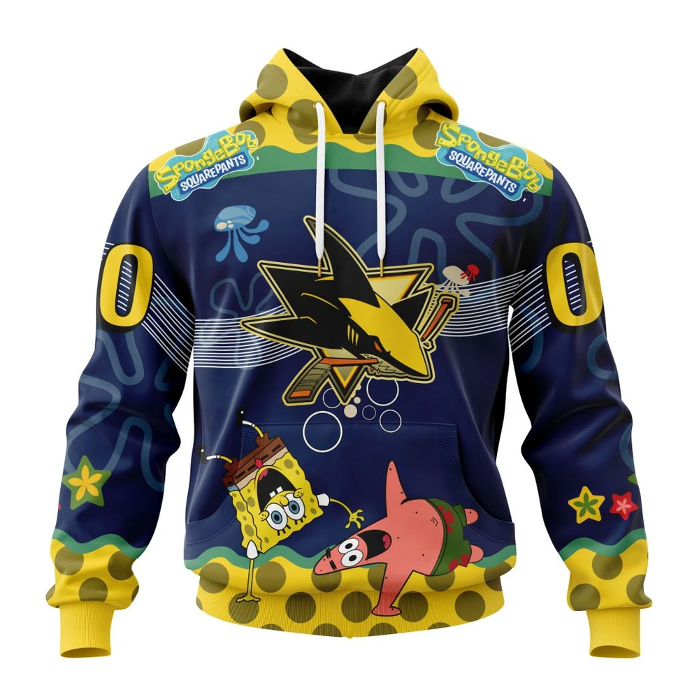 Hoodie NHL San Jose Sharks, Specialized Jersey With Spongebob QTNHL080524A3317HD