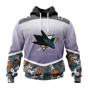Hoodie NHL San Jose Sharks, Specialized Sport Fights Again All Cancer V0122 QTNHL080524A3351HD