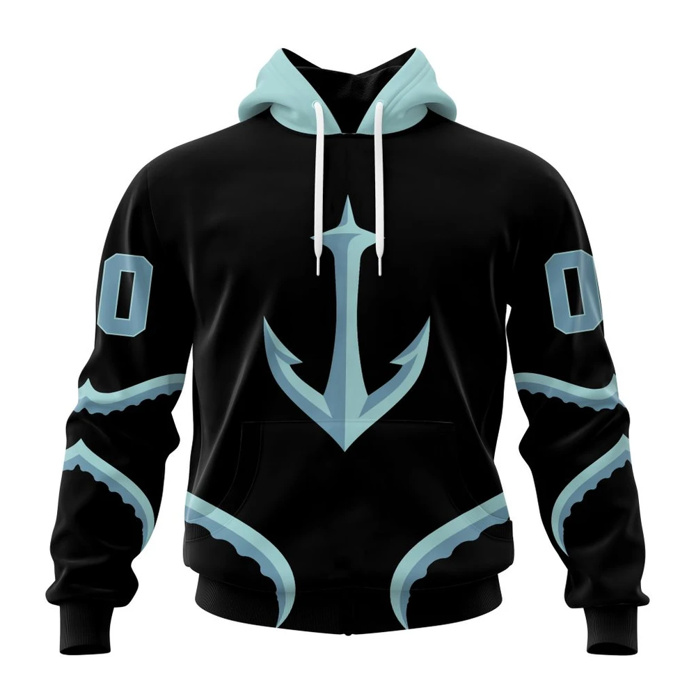 Hoodie NHL Seattle Kraken Special Blackout Design St2401 QTNHL080524A590HD